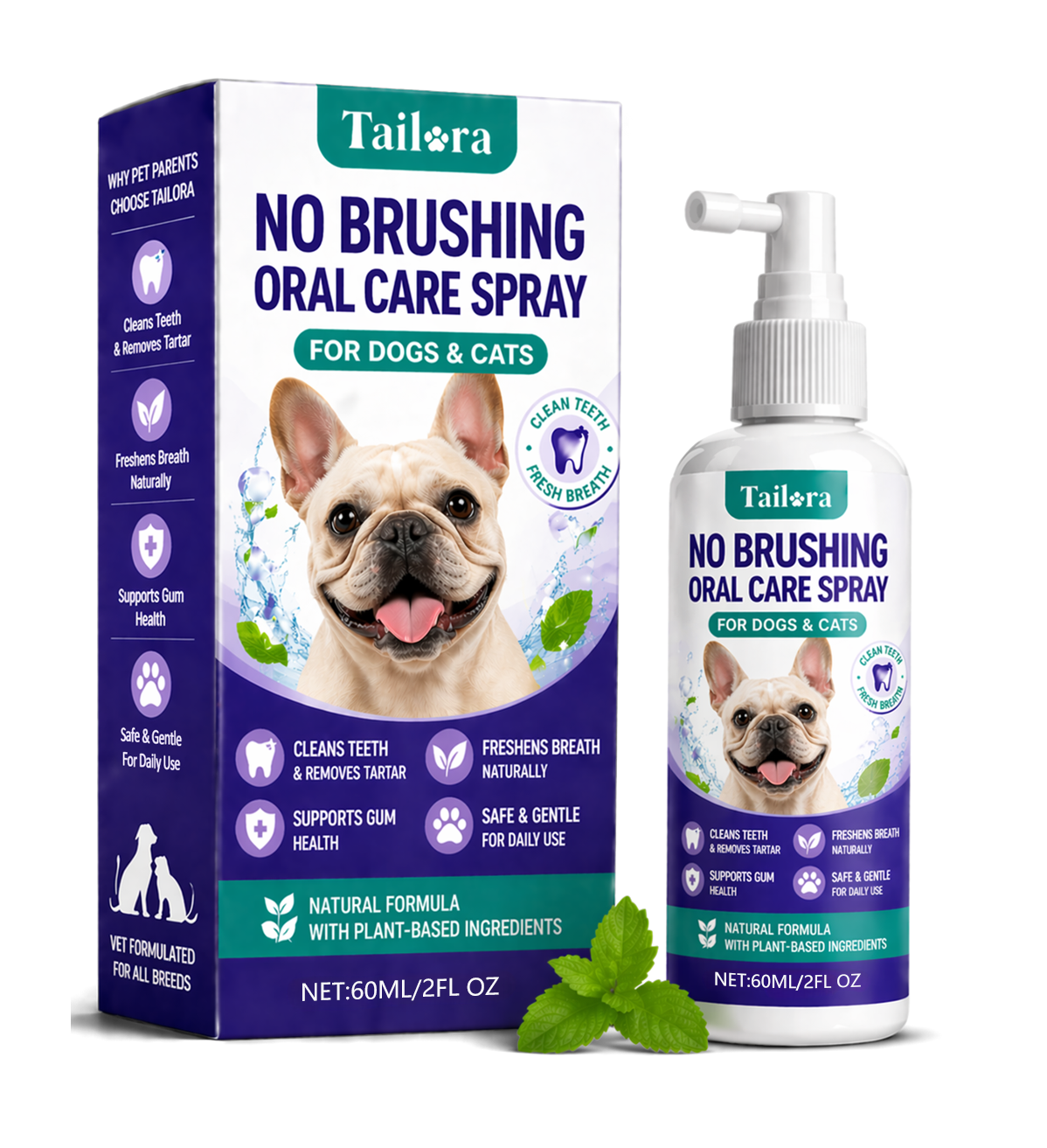 TAILORA™ 🍃 Instant Fresh Breath Spray — No Brushing for Dogs & Cats