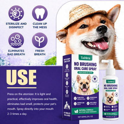 TAILORA™ 🍃 Instant Fresh Breath Spray — No Brushing for Dogs & Cats