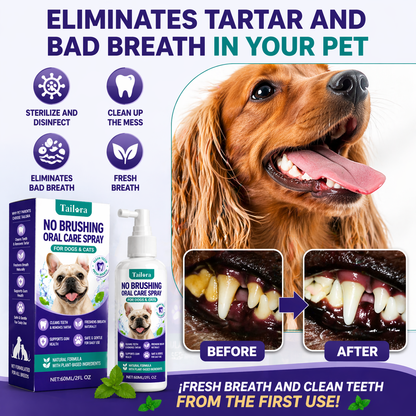 TAILORA™ 🍃 Instant Fresh Breath Spray — No Brushing for Dogs & Cats