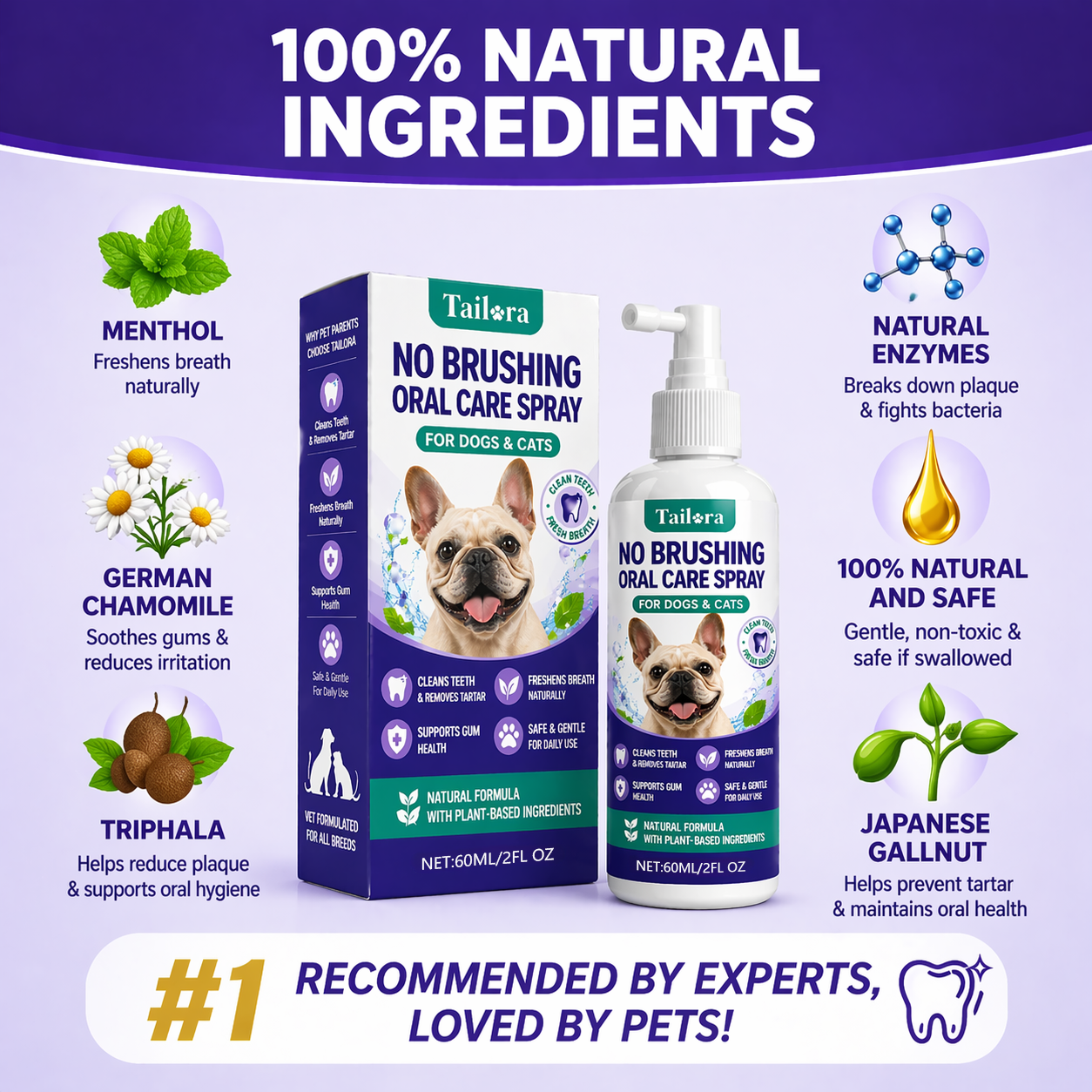 TAILORA™ 🍃 Instant Fresh Breath Spray — No Brushing for Dogs & Cats