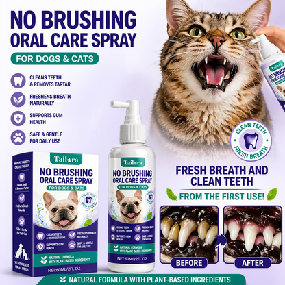 TAILORA™ 🍃 Instant Fresh Breath Spray — No Brushing for Dogs & Cats
